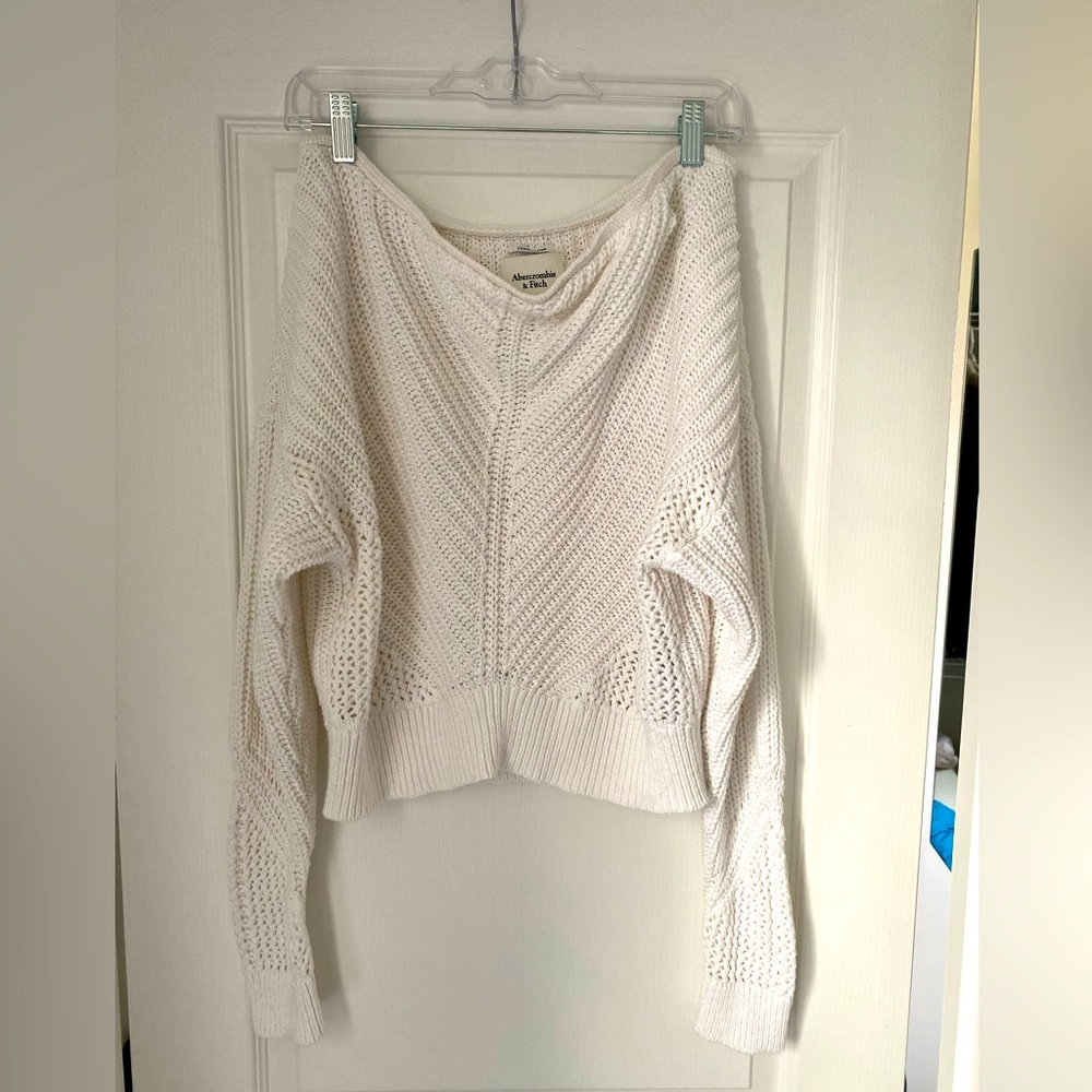 Abercrombie White Beachy Boatneck Sweater